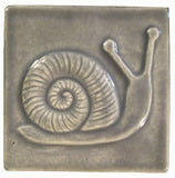 Snail 4"x4" Ceramic Handmade Tile - gray Glaze