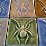 Spider 2"x2" Ceramic Handmade Tile - multi glaze close-up