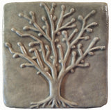 Spring Oak 4"x4" Ceramic Handmade Tile - Gray Glaze