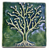 Spring Oak 4"x4" Ceramic Handmade Tile - Leaf Green Glaze