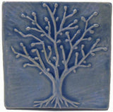 Spring Oak 4"x4" Ceramic Handmade Tile - Watercolor Blue Glaze