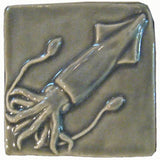 Squid 4"x4" Ceramic Handmade Tile - Gray Glaze