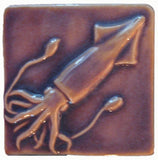 Squid 4"x4" Ceramic Handmade Tile - hyacinth Glaze