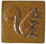 Squirrel 6"x6" Ceramic Handmade Tile -Honey Glaze