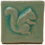 Squirrel 2"x2" Ceramic Handmade Tile - Pacific Blue Glaze