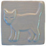 Standing Cat 4"x4" Ceramic Handmade Tile - White Glaze