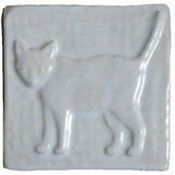 Standing Cat 3"x3" Ceramic Handmade Tile - White Glaze