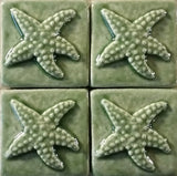 Starfish 2"x2" Ceramic Handmade Tiles - Spearmint Glaze Grouping