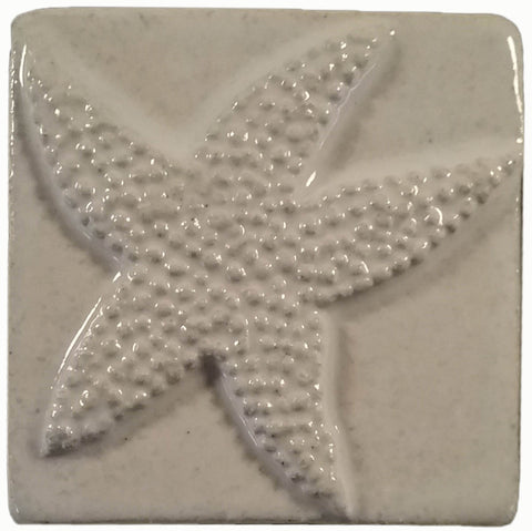 starfish 3"x3" Ceramic Handmade Tile - white glaze