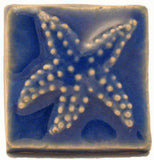 Starfish 2"x2" Ceramic Handmade Tile - Watercolor Blue Glaze