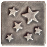 stars 2"x2" Ceramic Handmade Tile - Gray Glaze
