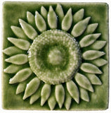 Sunflower 4"x4" Ceramic Handmade Tile - Spearmint Glaze