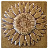 Sunflower 6"x6" Ceramic Handmade Tile - Honey Glaze