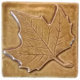 Sycamore Leaf 4"x4" Ceramic Handmade Tile - Honey Glaze