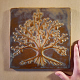 Tree Of Life 8.5"x8.5" Ceramic Handmade Tile - Autumn Glaze