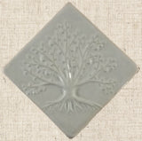 Diagonal Tree Of Life 6"x6" Ceramic Handmade Tile - White Glaze