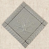 6"x6" Tree of Life Ceramic Handmade Tiles With 1" Border - White Glaze