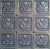 Tulip 4"x4" Ceramic Handmade Tiles - Watercolor Blue Glaze Grouping