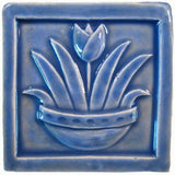 Tulip 4"x4" Ceramic Handmade Tile - Watercolor Blue Glaze