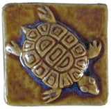 Turtle 2"x2" Ceramic Handmade Tile- Honey Glaze