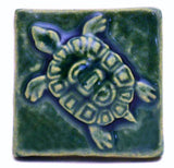 Turtle 2"x2" Ceramic Handmade Tile - Leaf Green Glaze