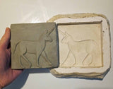 Unicorn 4"x4" Ceramic Handmade Tile - process photo