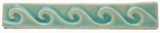 Wave 1"x6" Border Ceramic Handmade Tile- Pacific Blue Glaze