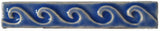 Wave 1"x6" Border Ceramic Handmade Tile - Watercolor Blue Glaze