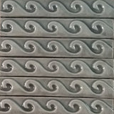 Wave 1"x6" Border Ceramic Handmade Tile - Gray Glaze Grouping