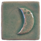 waxing crescent moon 2"x2" Ceramic Handmade Tile - Pacific Blue Glaze