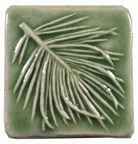 White Pine 2"x2" Ceramic Handmade Tile - spearmint glaze