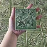 White Pine 4"x4" Ceramic Handmade Tile - Spearmint Glaze Size Reference