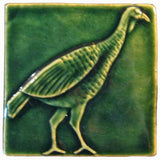 Wild Turkey 4"x4" Ceramic Handmade Tile - Leaf Green Glaze