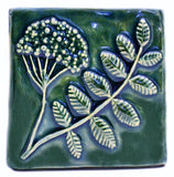 Wildflower 4"x4" Ceramic Handmade Tile - Leaf Green Glaze