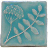 Wildflower 4"x4" Ceramic Handmade Tile - Pacific Blue Glaze