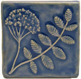 Wildflower 4"x4" Ceramic Handmade Tile - Watercolor Blue Glaze