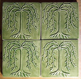 Willow Tree 6"x6" Ceramic Handmade Tile - Spearmint Glaze grouping