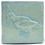 Woodpecker 4"x4" Ceramic Handmade Tile - Celadon Glaze