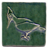 Woodpecker 4"x4" Ceramic Handmade Tile - Leaf Green Glaze