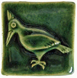 Woodpecker 2"x2" Ceramic Handmade Tile - Leaf Green Glaze